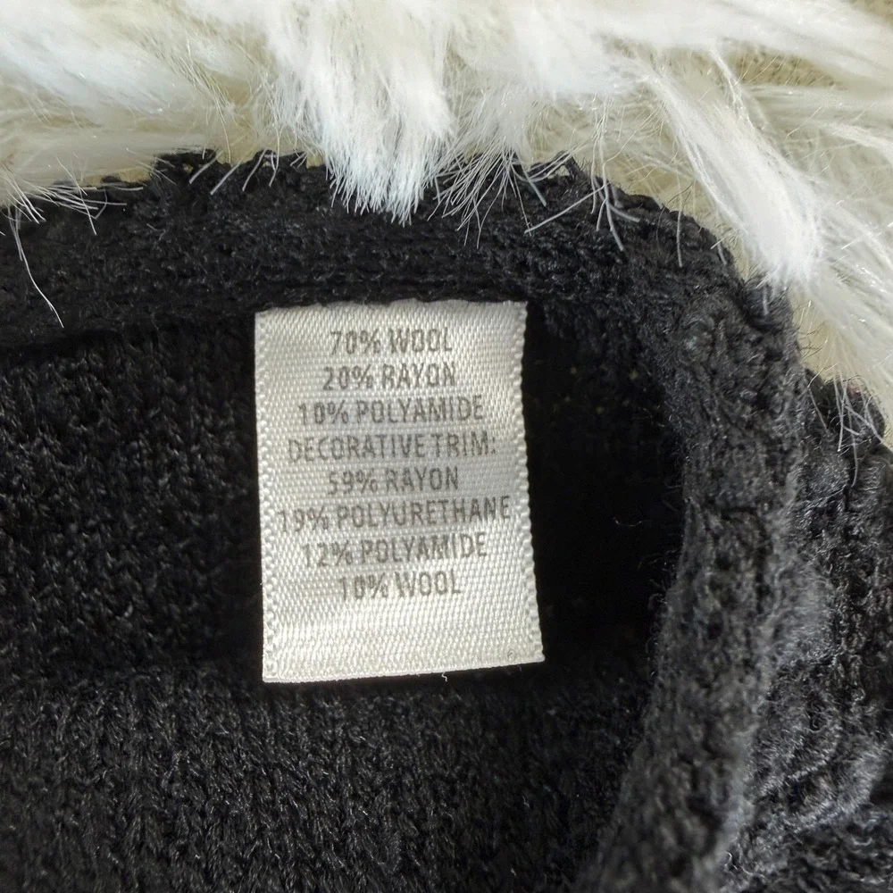 St. John Black Textured‎ Knit Boucle Tweed Fringe Trim Pencil Skirt Size 2 - Picture 9 of 14